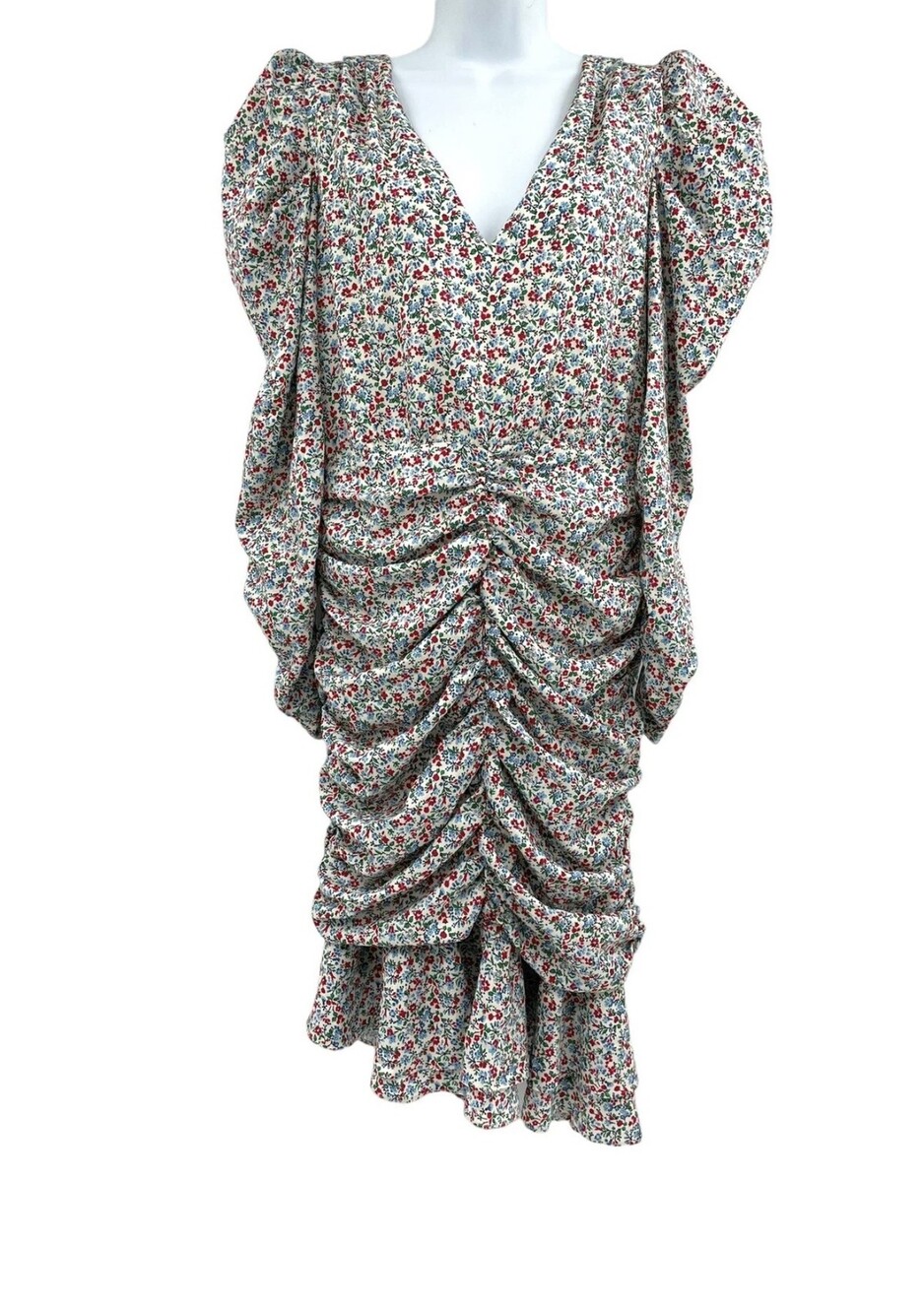 Notes Du Nord Dress Womens 38 Floral Ruffle Ruched Naya Puff Sleeve Symphony - Picture 2 of 16